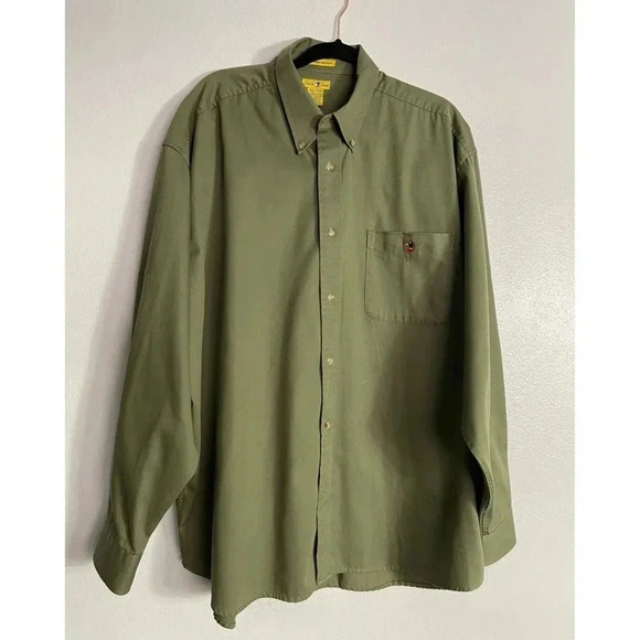 Duck Head Mens Long Sleeve Wrinkle Resistant Button Down Shirt Green Sz XXL/XXG - Picture 2 of 6